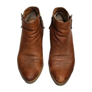 Frye Judith Zip Casual Ankle Booties Womens Size 7.5 Cognac Brown Leather